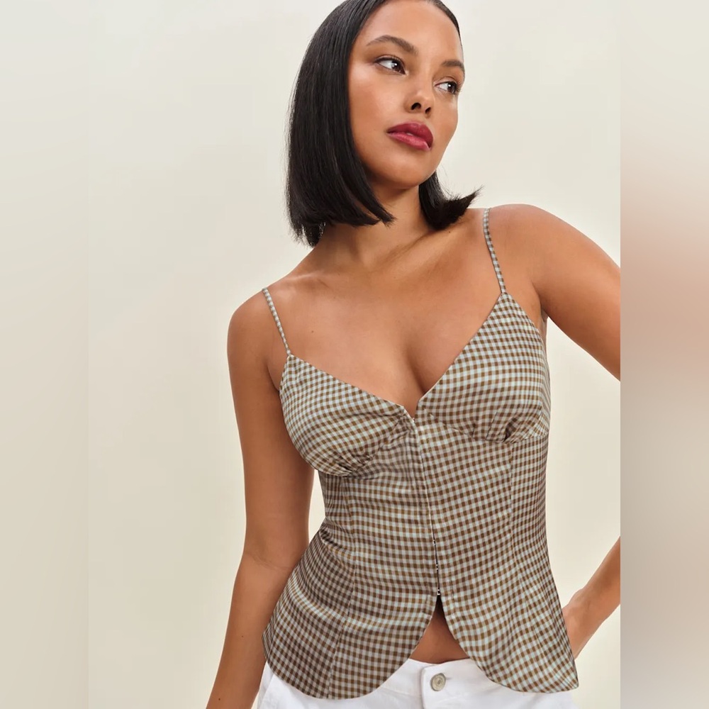 Reformation Lumi Silk Top Brown - Size 4